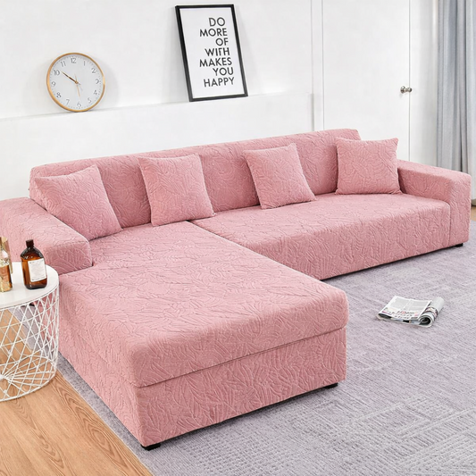 Pink Castle L Shape Polar Fleece Sofa Cover – Soft, Stretchable & Washable Corner Sofa Protector