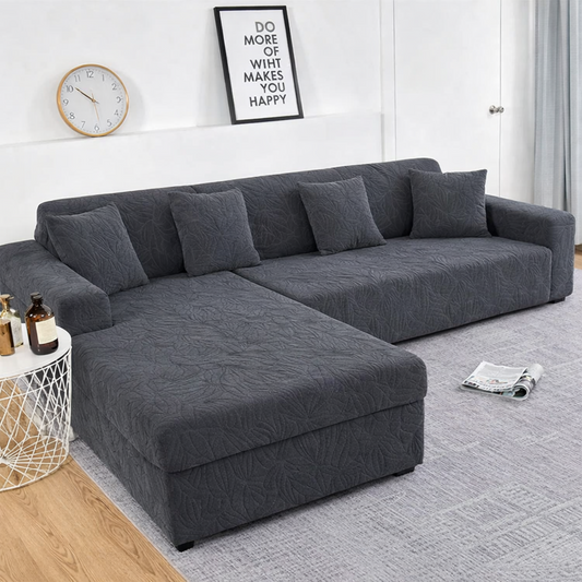 Grey Castle L Shape Polar Fleece Sofa Cover – Soft, Stretchable & Washable Corner Sofa Protector