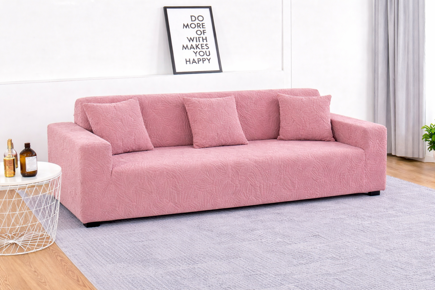 Pink Castle L Shape Polar Fleece Sofa Cover – Soft, Stretchable & Washable Corner Sofa Protector