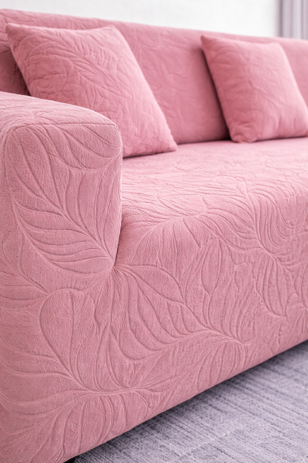 Pink Castle L Shape Polar Fleece Sofa Cover – Soft, Stretchable & Washable Corner Sofa Protector