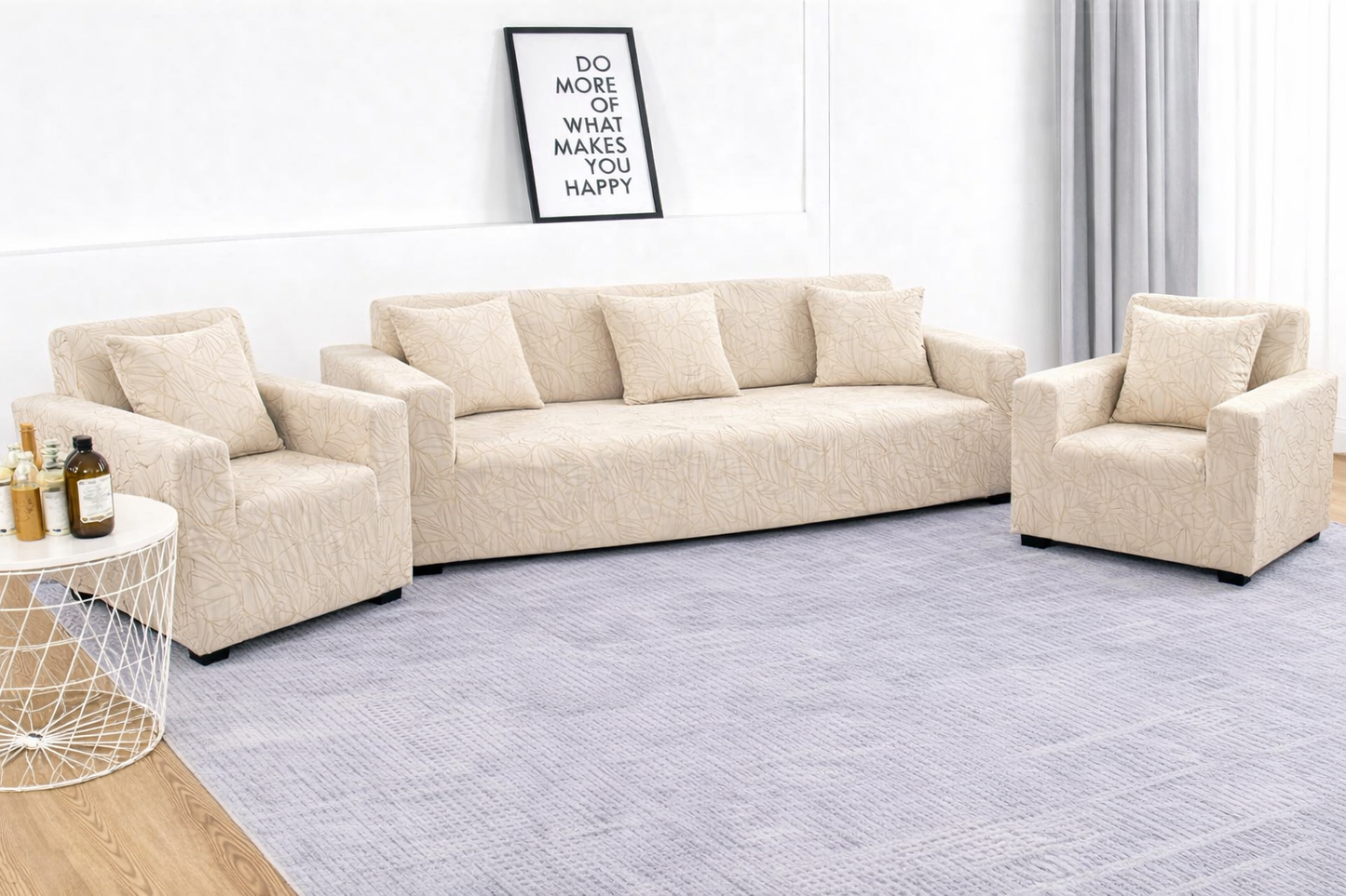 Cream Castle Polar Fleece Sofa Cover – Soft, Stretchable & Washable Corner Sofa Protector