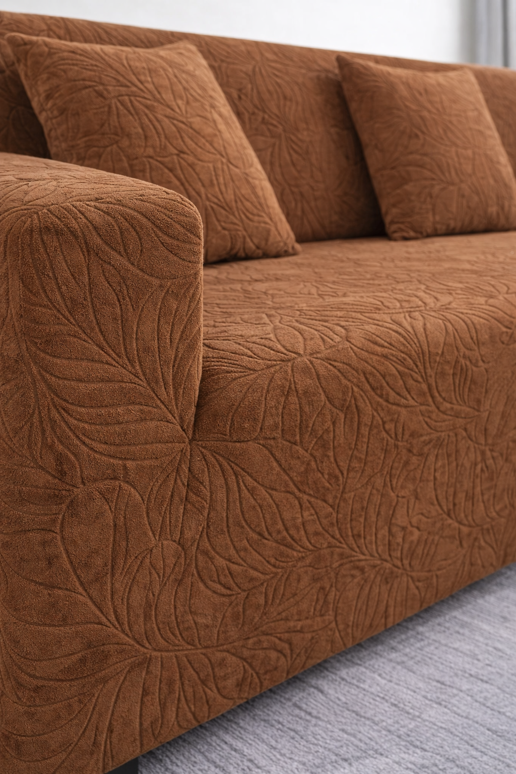 Beige Castle L Shape Polar Fleece Sofa Cover – Soft, Stretchable & Washable Corner Sofa Protector