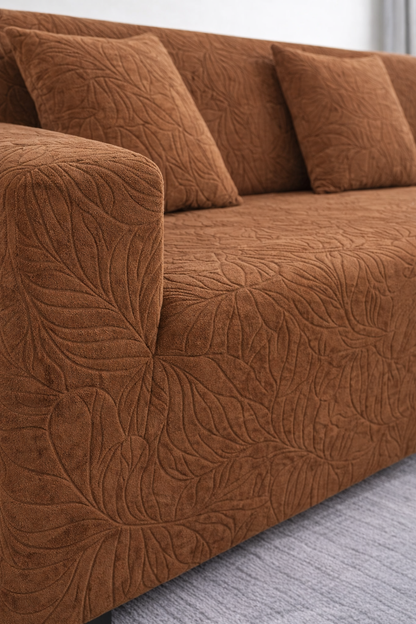 Beige Castle Polar Fleece Sofa Cover – Soft, Stretchable & Washable Corner Sofa Protector