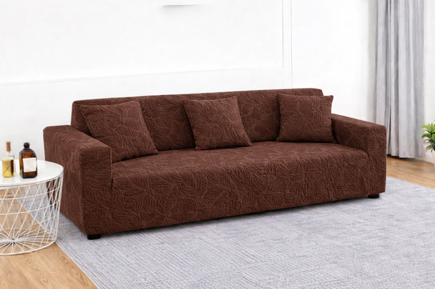 Brown Castle Polar Fleece Sofa Cover – Soft, Stretchable & Washable Corner Sofa Protector