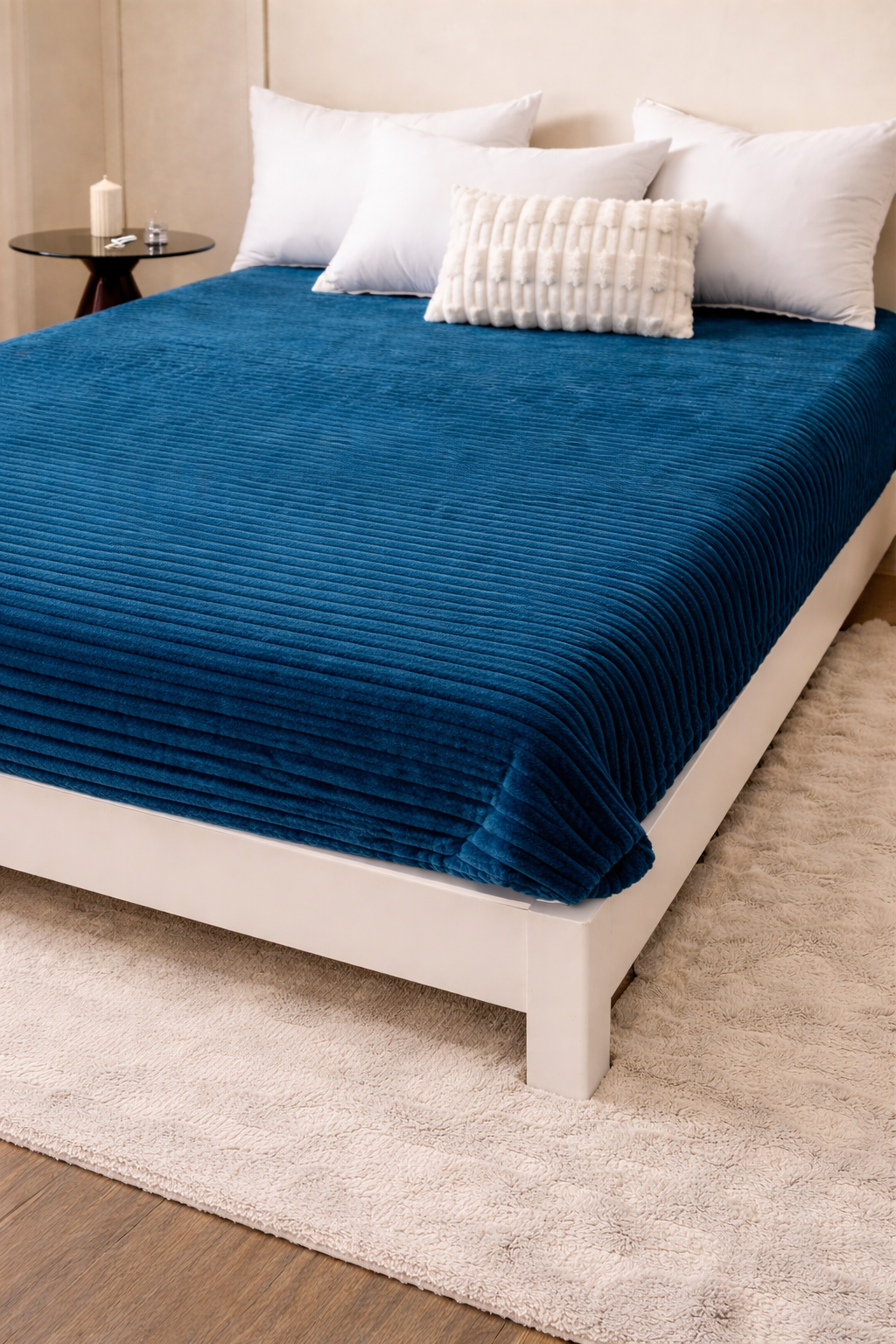 Quirky Hub Luxe Rabbit Fur Fitted Bedsheet – Peacock | King Size 72x78