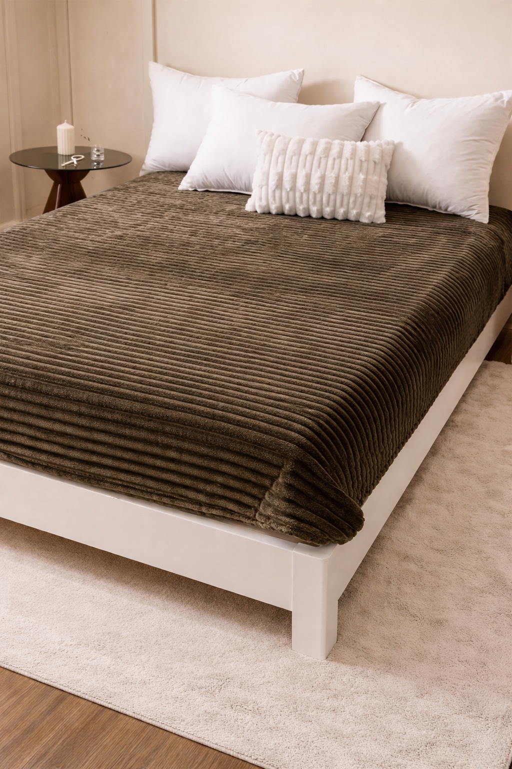 Quirky Hub Luxe Rabbit Fur Fitted Bedsheet – Coffee | King Size 72x78