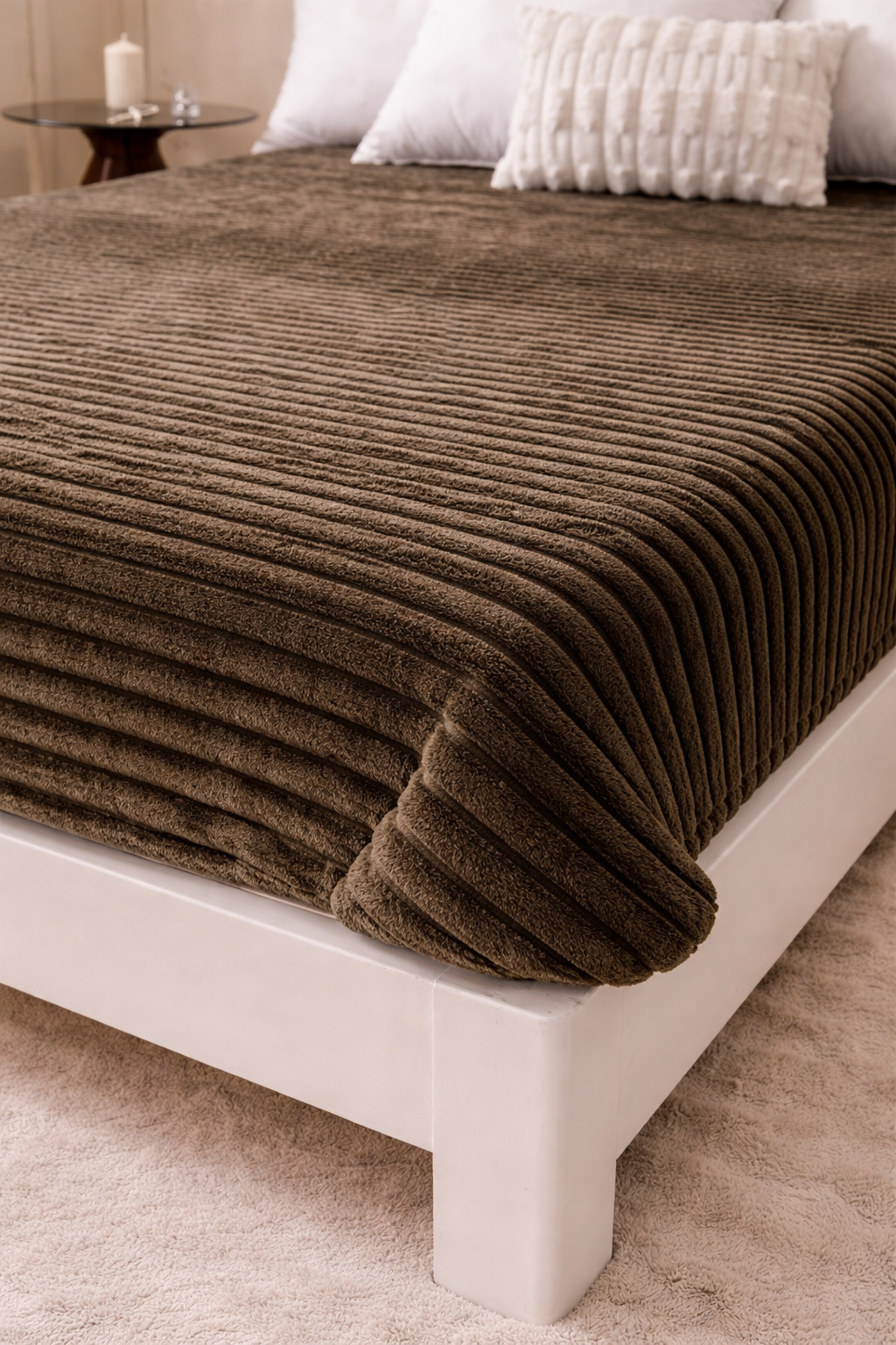 Quirky Hub Luxe Rabbit Fur Fitted Bedsheet – Coffee | King Size 72x78
