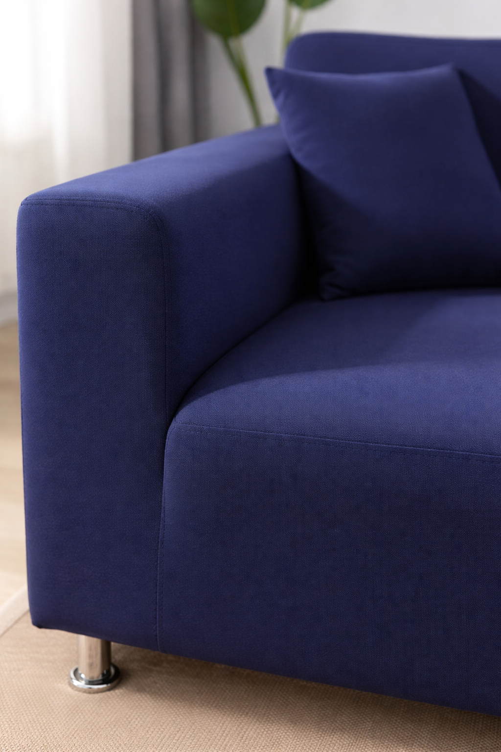 L Shape Quirkyhub Plain Blue Strechable Sofa Cover