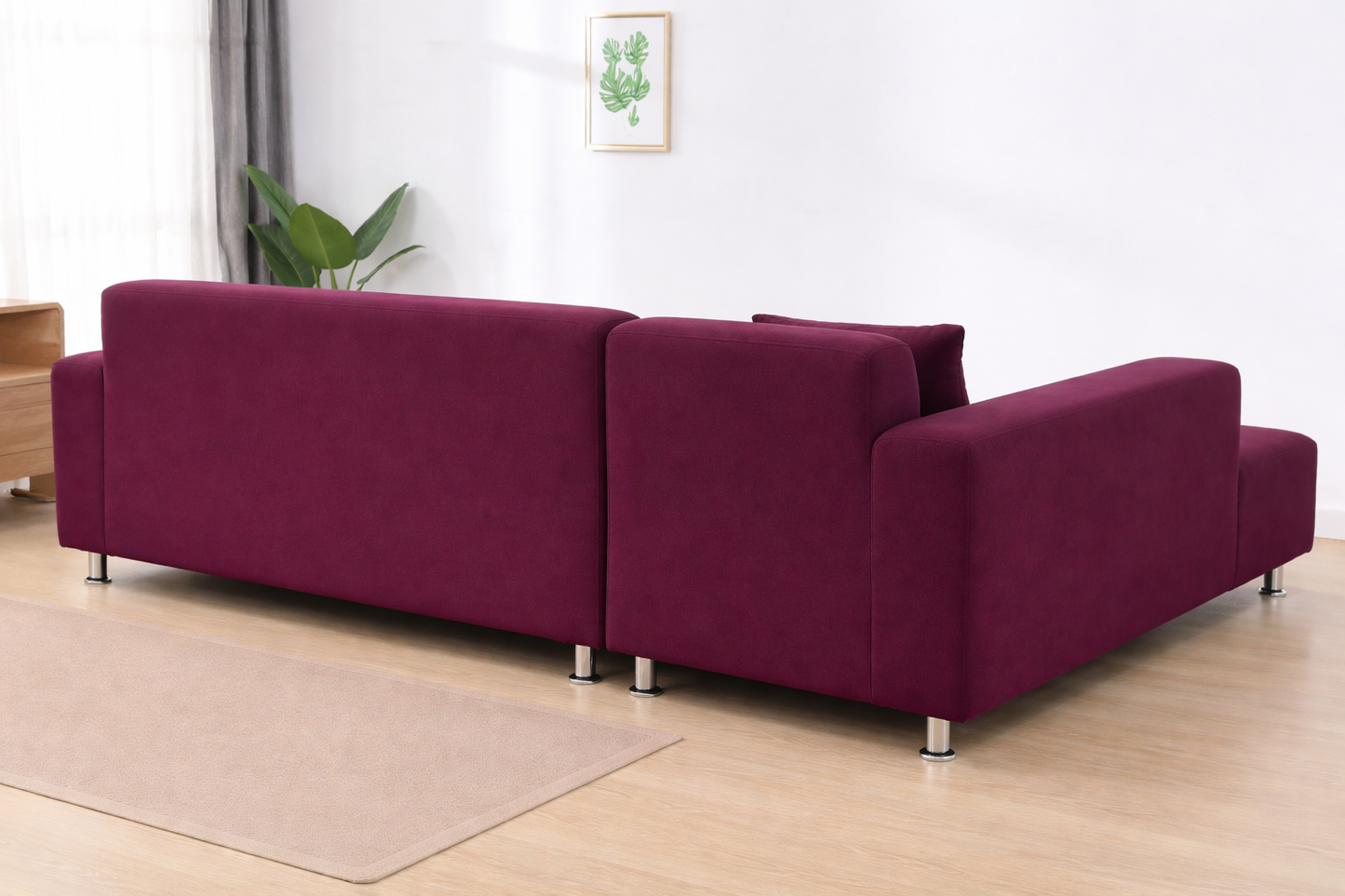 L Shape Quirkyhub Plain Burgundy  Strechable Sofa Cover