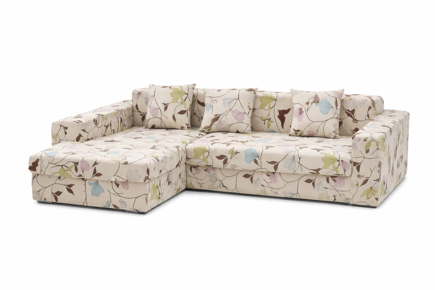 L Shape Quirkyhub White Flower Strechable Sofa Cover