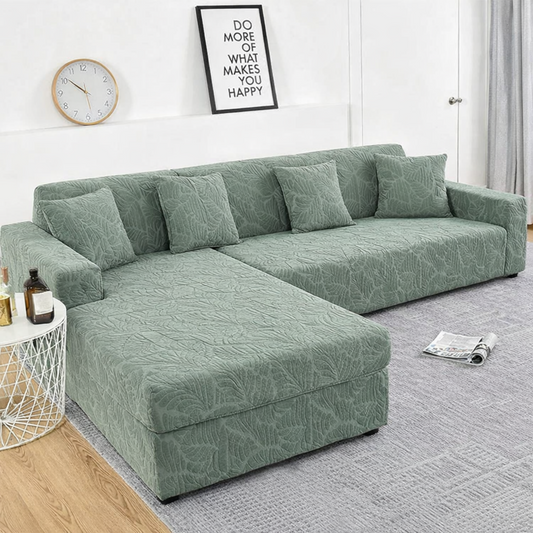 Green Castle L Shape Polar Fleece Sofa Cover – Soft, Stretchable & Washable Corner Sofa Protector