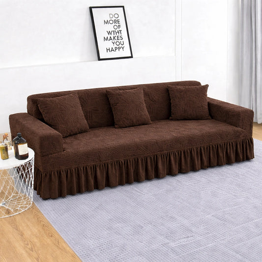 Premium Brown Frill  Sofa Cover – Stretchable, Washable & Elegant Sofa Protector