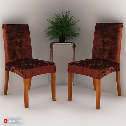 Quirky Hub Premium Wrinkle-Free Stretchable | Washable Plain Velvet Chair Covers , Crushed Velvet Brown