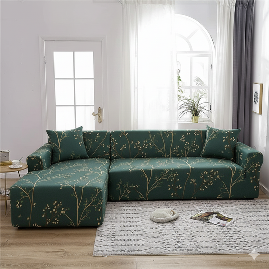 Quirky hub 2025 Green Floral Strechable Sofa Cover