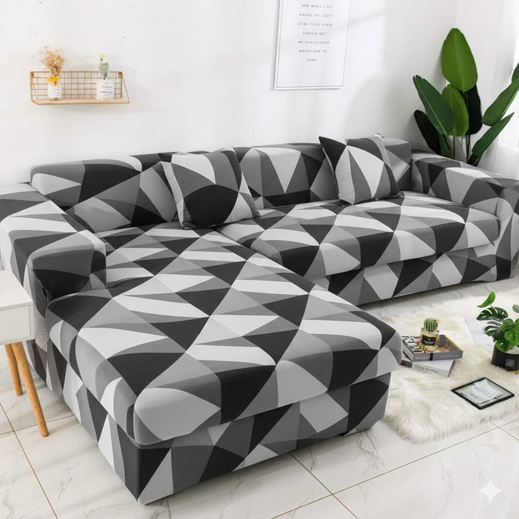 L shape Quirkyhub 2026 Black Multi Strechable Sofa Cover