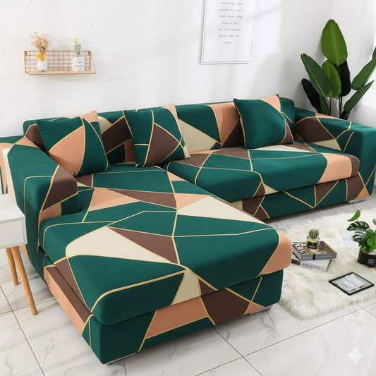 L Shape Quirky hub Multi Prism Strechable Sofa Cover