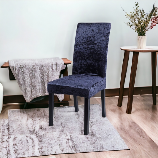 Quirky Hub Premium Wrinkle-Free Stretchable | Washable Plain Velvet Chair Covers| Navy Blue