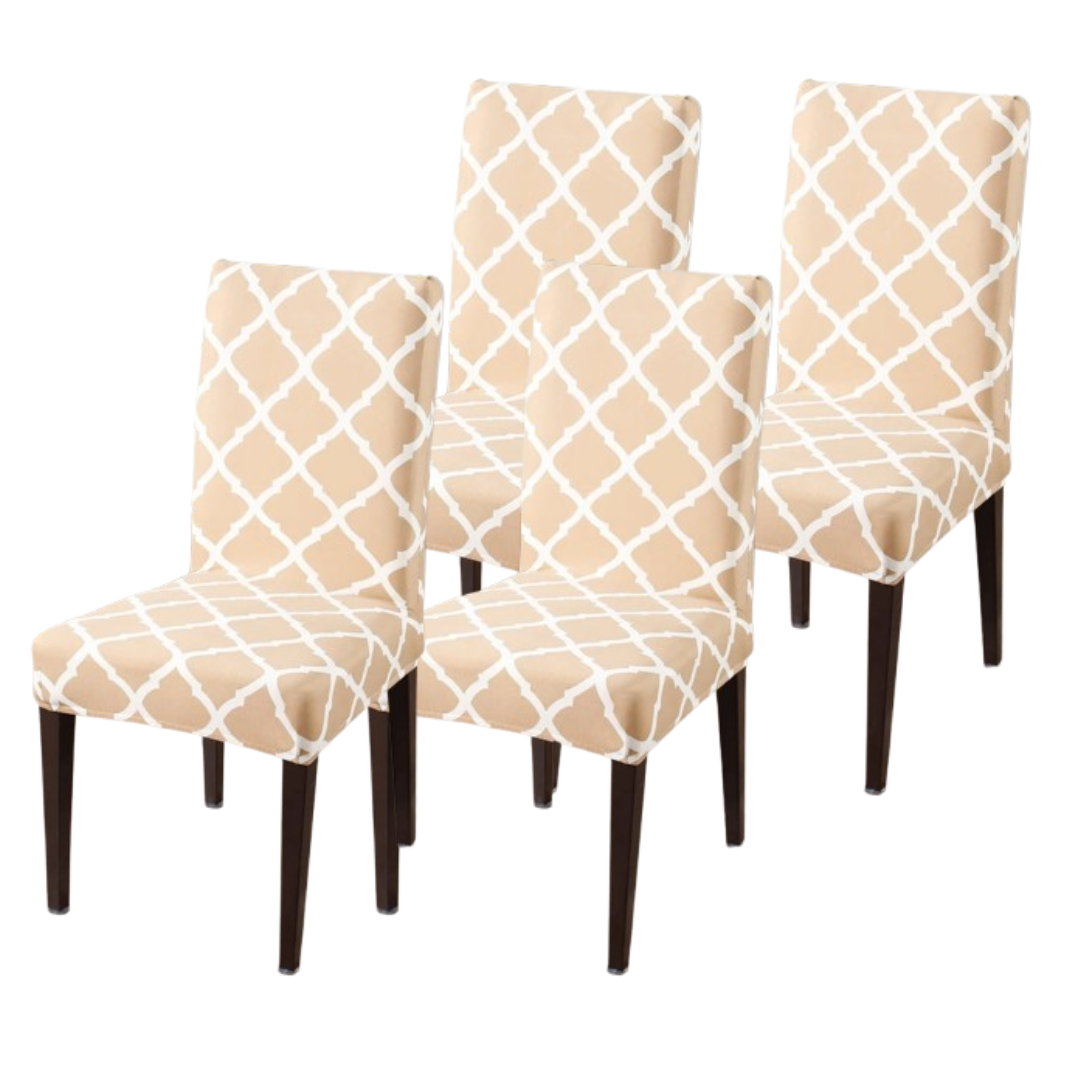 Diamond Beige Printed Chair Cover
