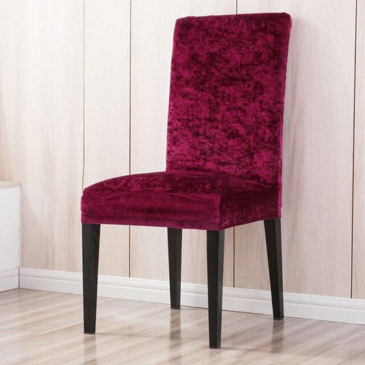 Quirky Hub Premium Wrinkle-Free Stretchable | Washable Plain Velvet Chair Covers | Maroon (QHCC-092)