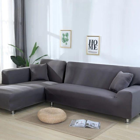 L Shape Quirkyhub Plain Gray Strechable Sofa Cover