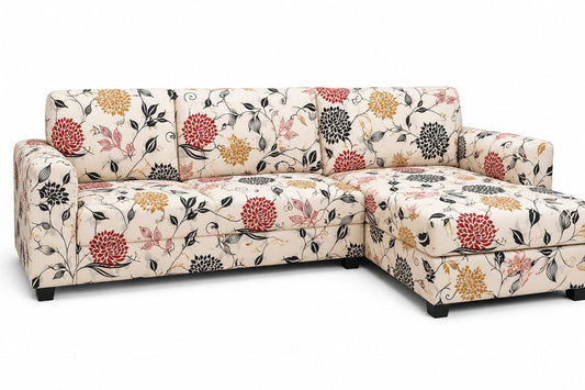 White Flower L-Shape Sofa Cover – Stretchable & Washable