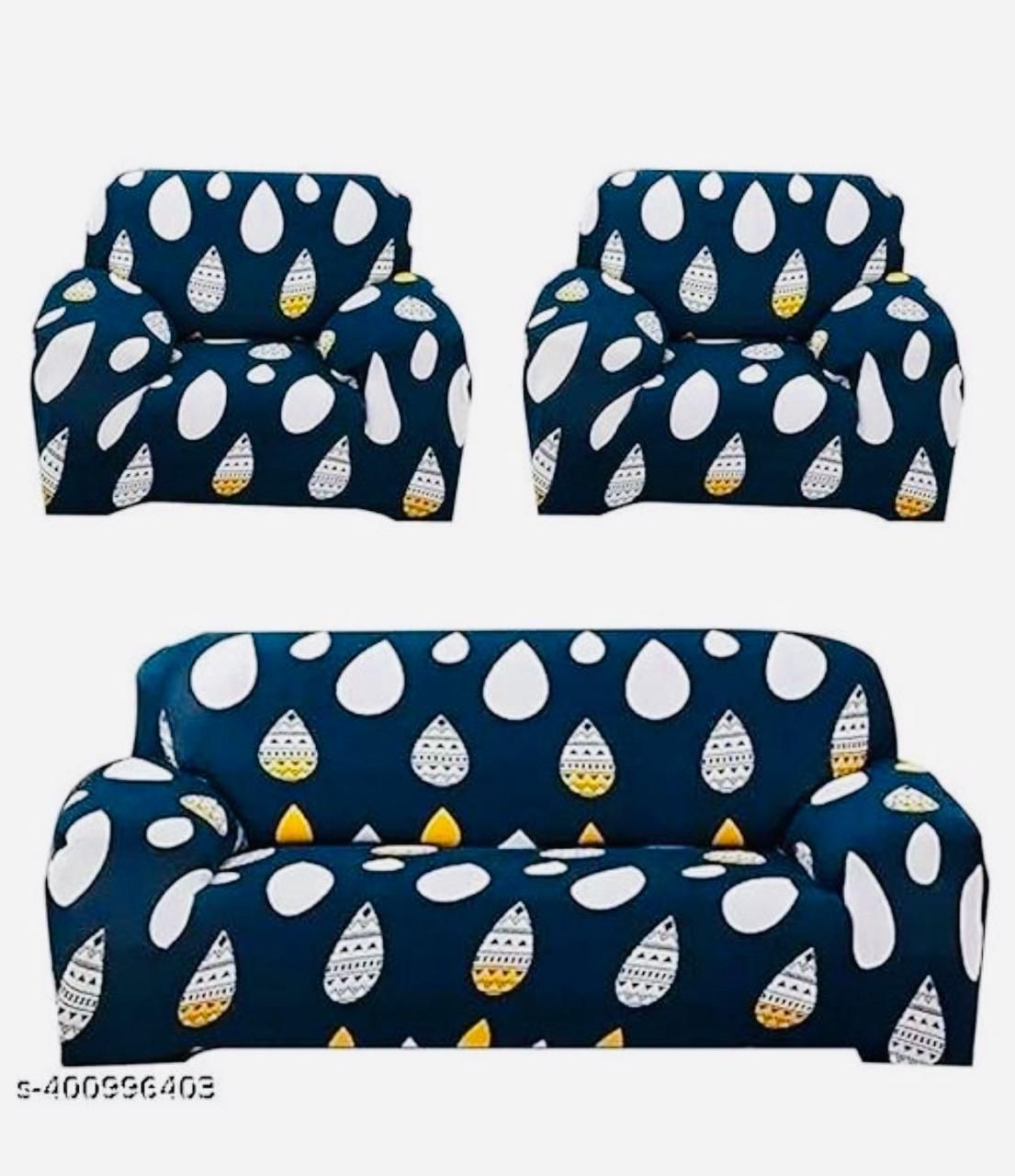 L Shape Quirkyhub Blue Drop Strechable Sofa Cover