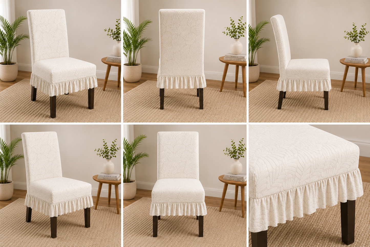 Quirkyhub Jacquard Dining Premium Frill Chair Cover