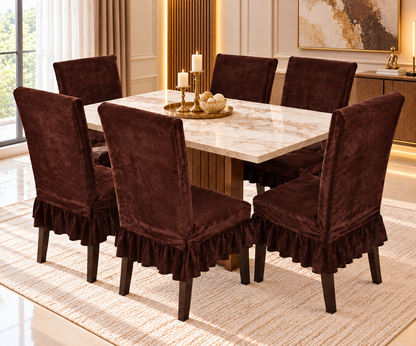 Jacquard Frill Dining Chair Cover Set – 6 Colours, Packs of 4/6/8