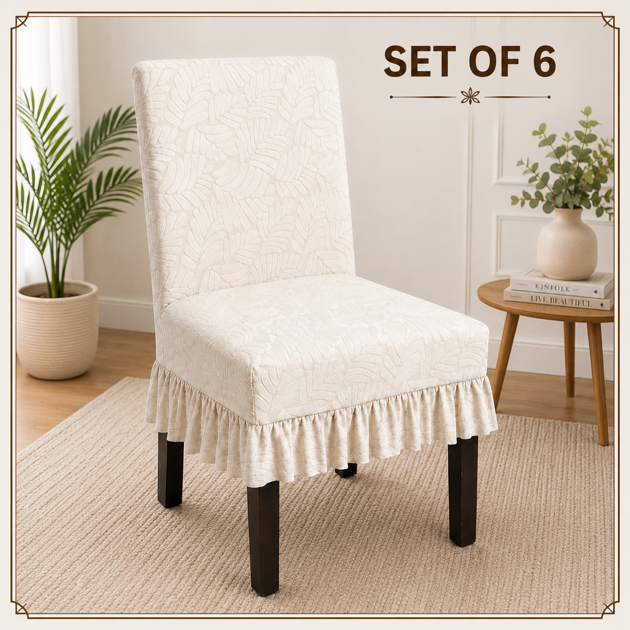 Quirkyhub Jacquard Dining Premium Frill Chair Cover