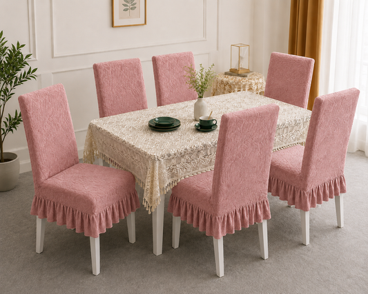 Quirkyhub Jacquard Dining Premium Frill Chair Cover