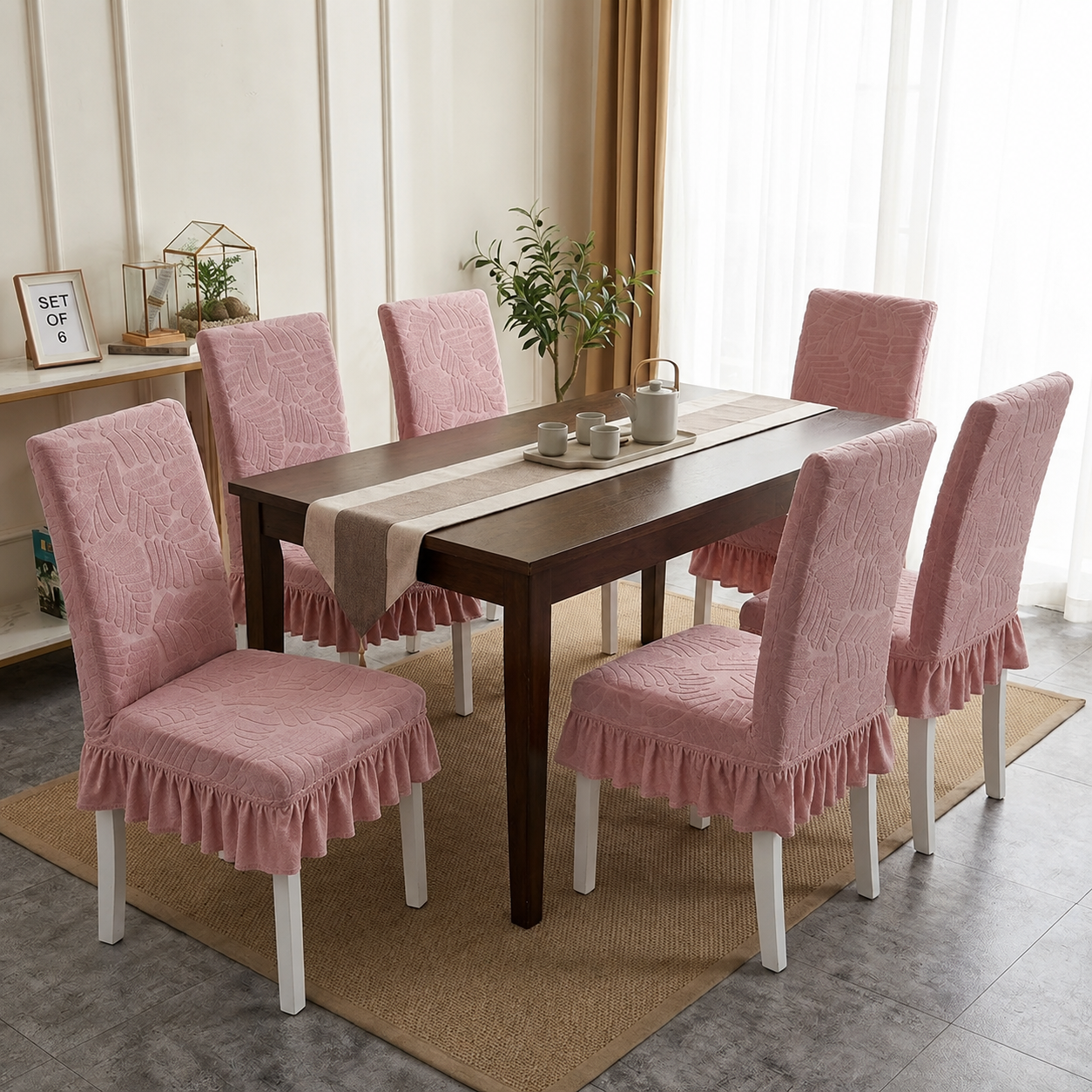 Quirkyhub Jacquard Dining Premium Frill Chair Cover