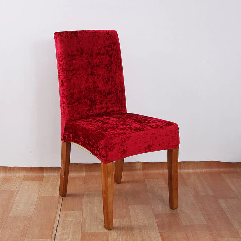 Quirky Hub Premium Wrinkle-Free Stretchable | Washable Plain Velvet Chair Covers Red
