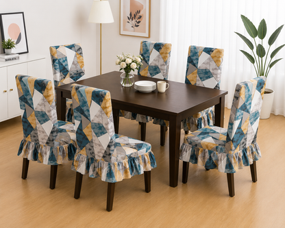 Quirky Hub Premium Frill Dining Chair Cover Set – Stretchable Elastic Washable Chair Slipcovers for Dining Room, Kitchen & Banquet Chairs (Pack of 6) (Copy)