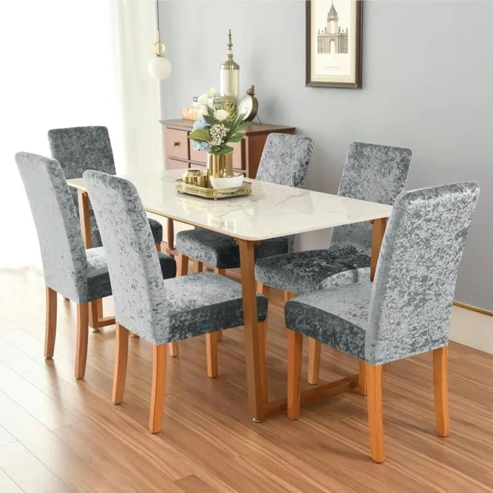 Quirky Hub Premium Wrinkle-Free Stretchable | Washable Plain Velvet Chair Covers |Dark Grey  (QHCC-170)