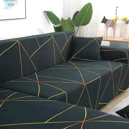 L Shape Premium Extensible Sofa Cover gold prism - Fab Home Decor - Sofa Cover