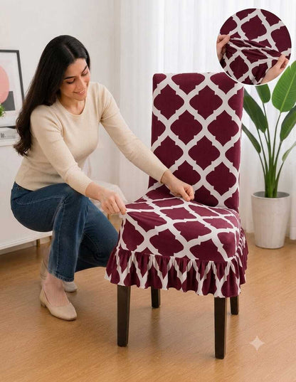 Quirky Hub Decorative Frill Dining Chair Cover Set – Premium Washable Stretch Chair Covers with Elastic Fit (Copy) (Copy) (Copy)