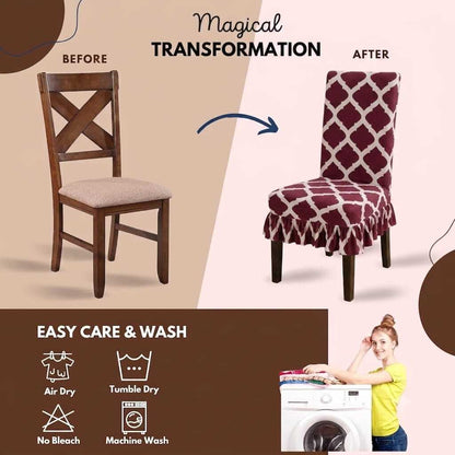 Quirky Hub Decorative Frill Dining Chair Cover Set – Premium Washable Stretch Chair Covers with Elastic Fit (Copy) (Copy) (Copy)