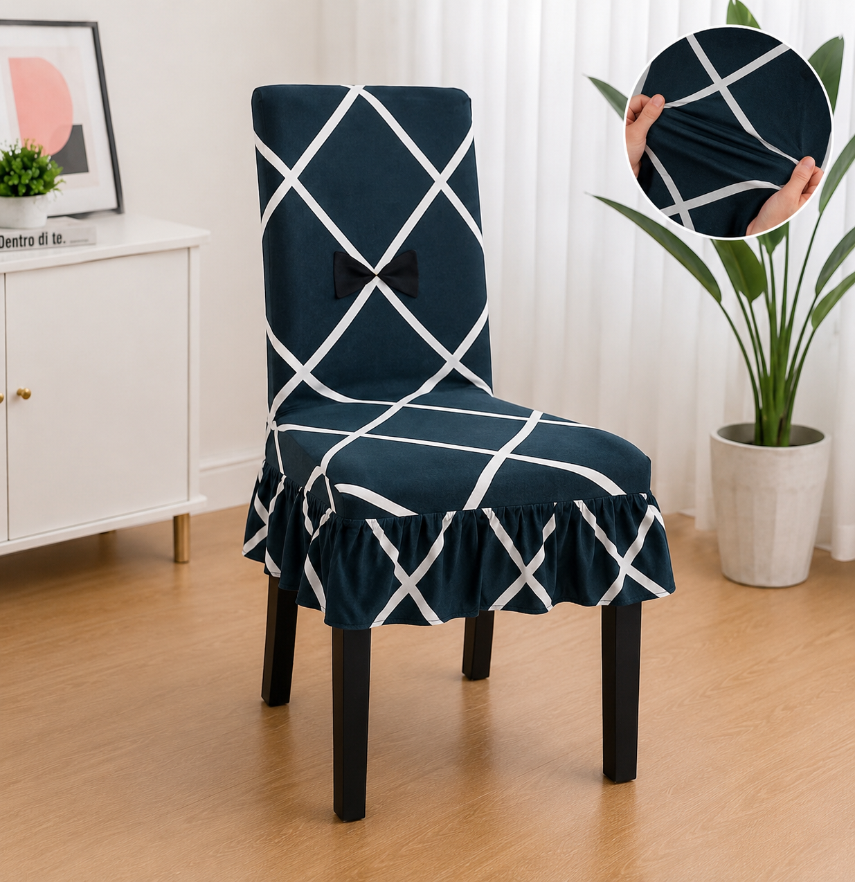 Quirky Hub Decorative Frill Dining Chair Cover Set – Premium Washable Stretch Chair Covers with Elastic Fit (Copy)