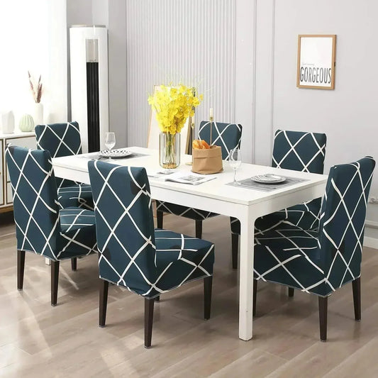 Cross Blue Printed Chair Cover