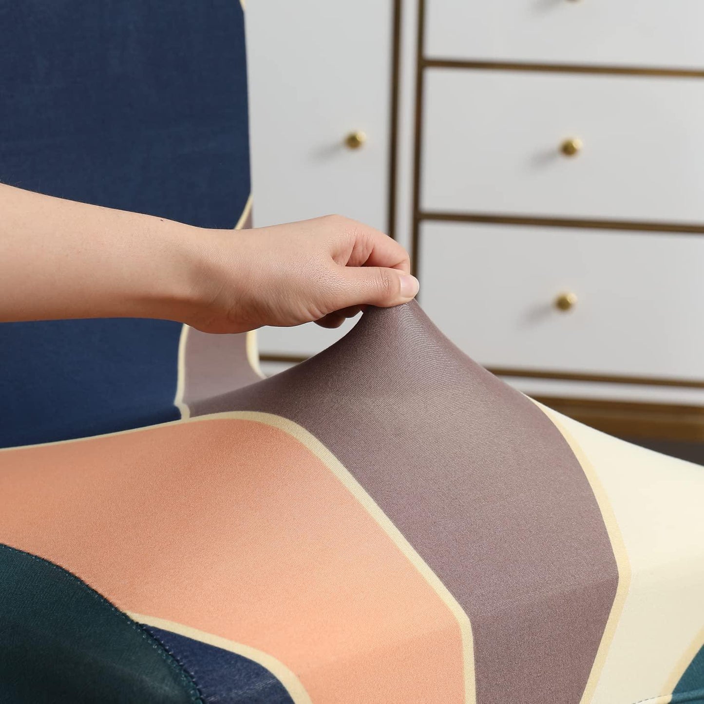 Peach Prism Printed Chair Cover