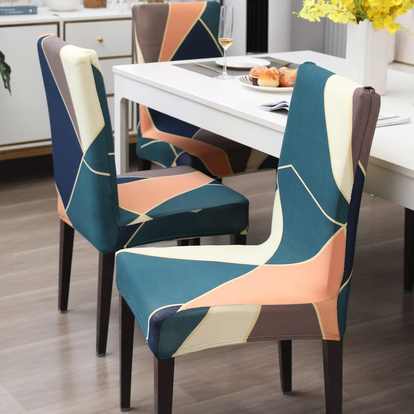Peach Prism Printed Chair Cover