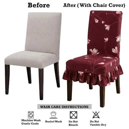 Quirky Hub Premium Frill Dining Chair Cover Set – Stretchable Elastic Washable Chair Slipcovers for Dining Room, Kitchen & Banquet Chairs (Pack of 6)